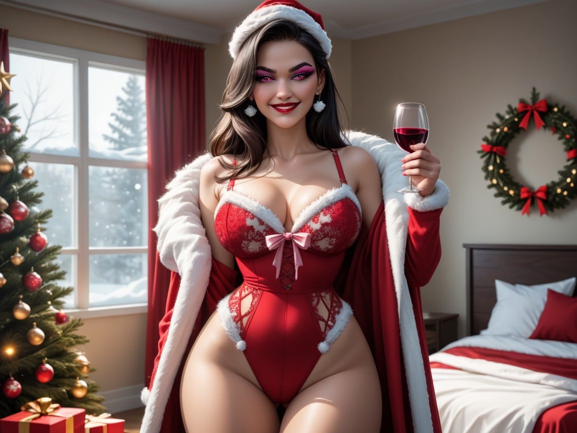 Monolid Eyes, Mansion, Wine Glass In Womans Right Hand Hentai AI Porn