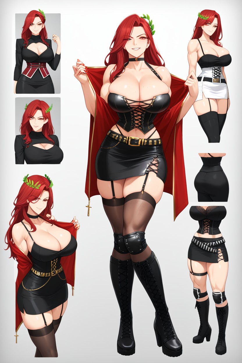 Wrestling Boots, Long Hair, Red Hair Hentai AI Porn