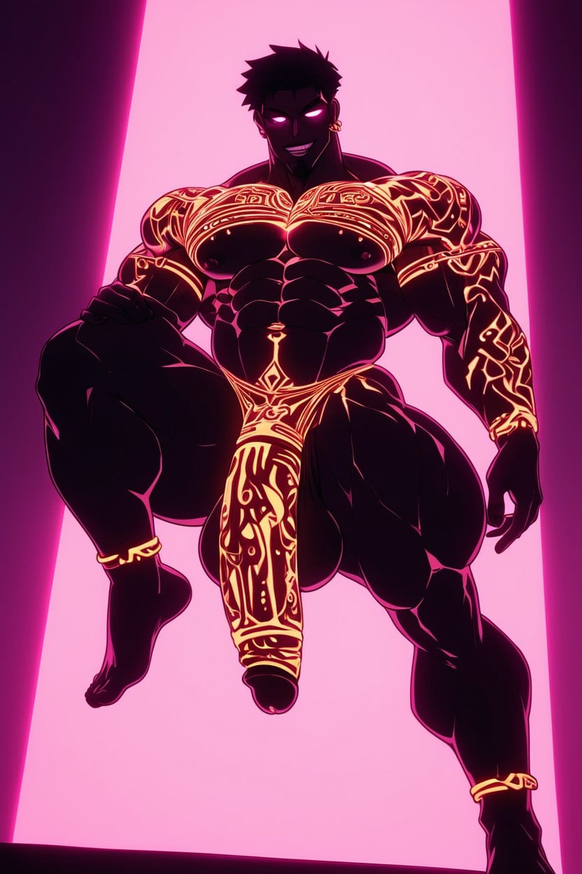 Massive Bulge, Glowing Tattoos, Big Muscles AI Gay Porn