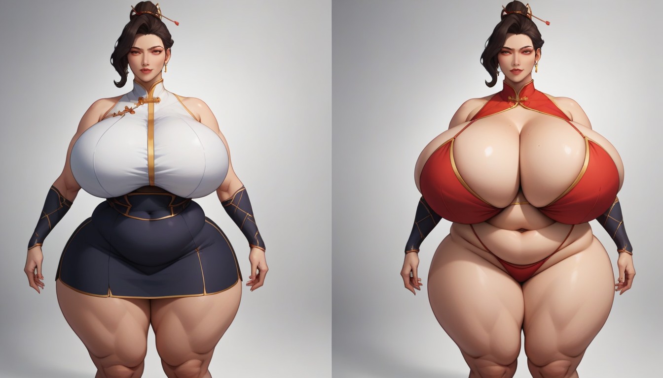 Multiple Views, Breasts Swelling Expanding Growing Enlarging So Much More And More With Weight Gain, Model Hentai AI Porn