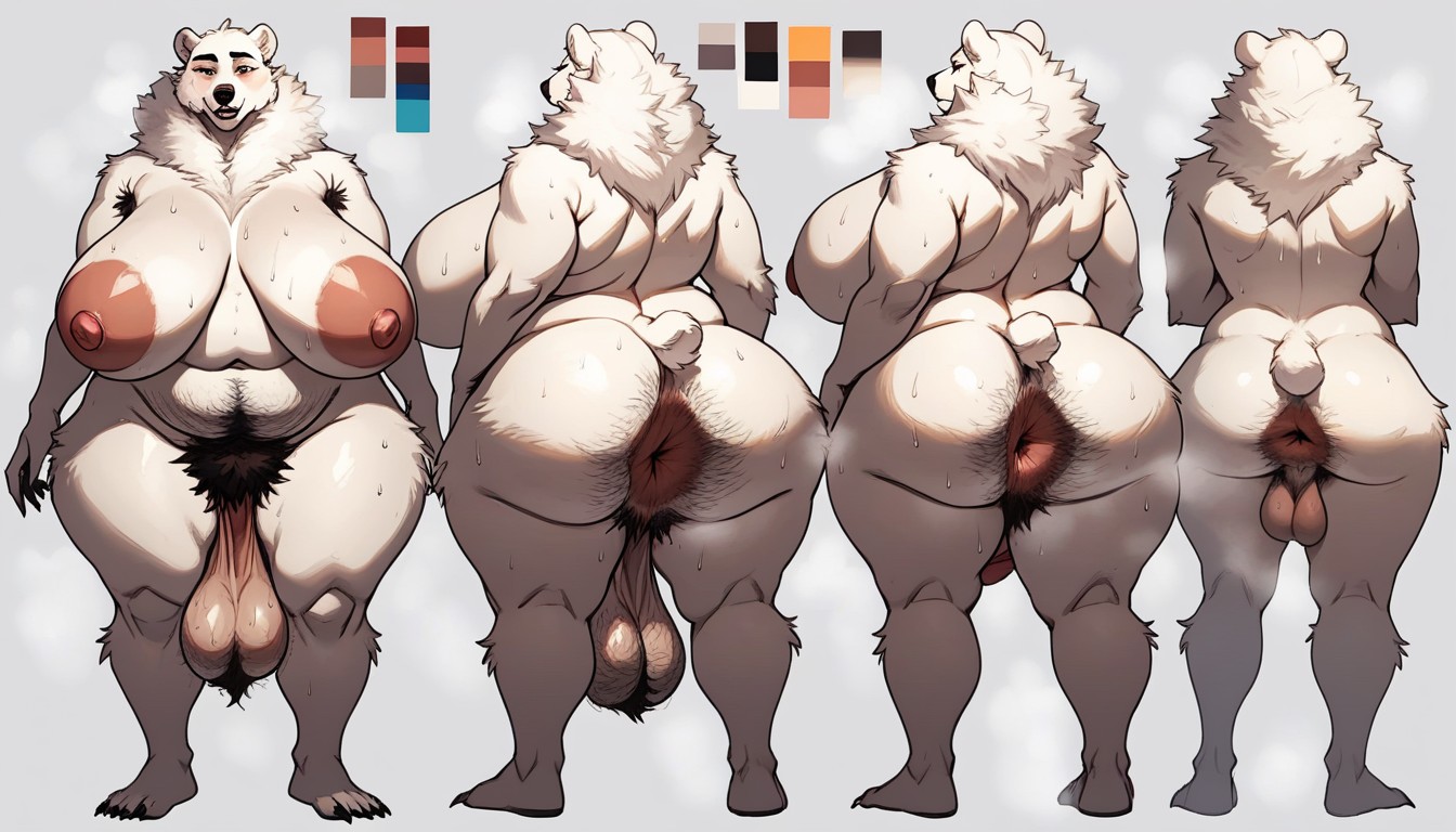 Fluffy Hair, Bottom Less, Side View Furry AI Porn