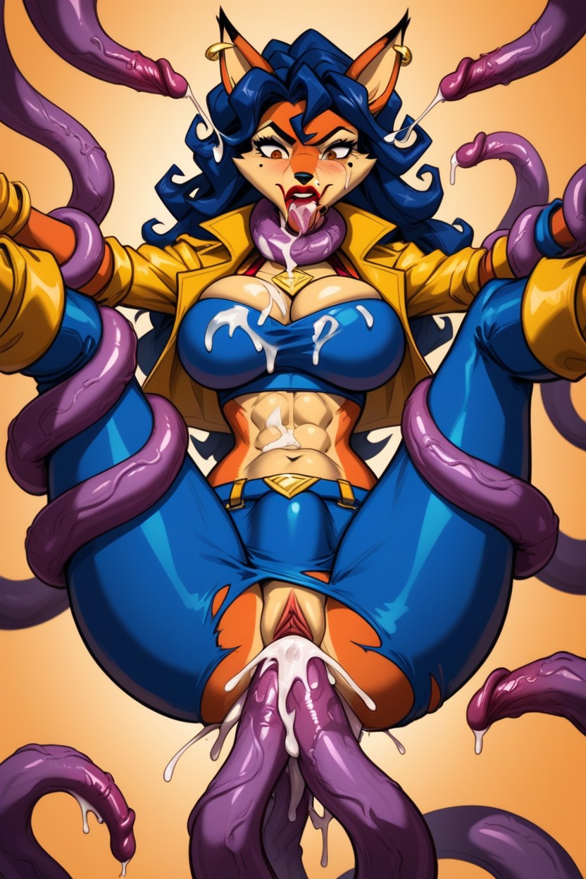 Tongue Out, Tentacles, Cum On Face Furry AI Porn