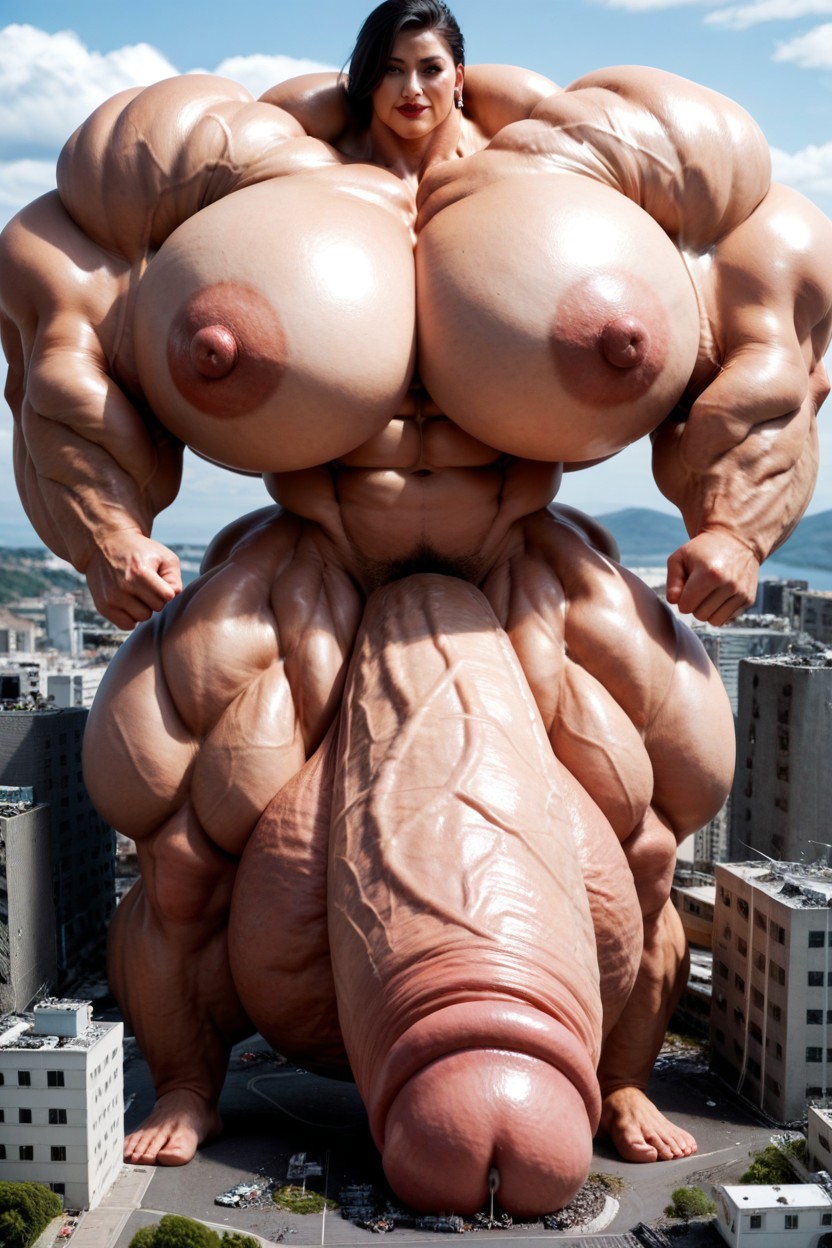 Hyper Gigantic Massive Muscles, Destruction, Hyper Gigantic Massive Testicles Porno IA transsexuelle