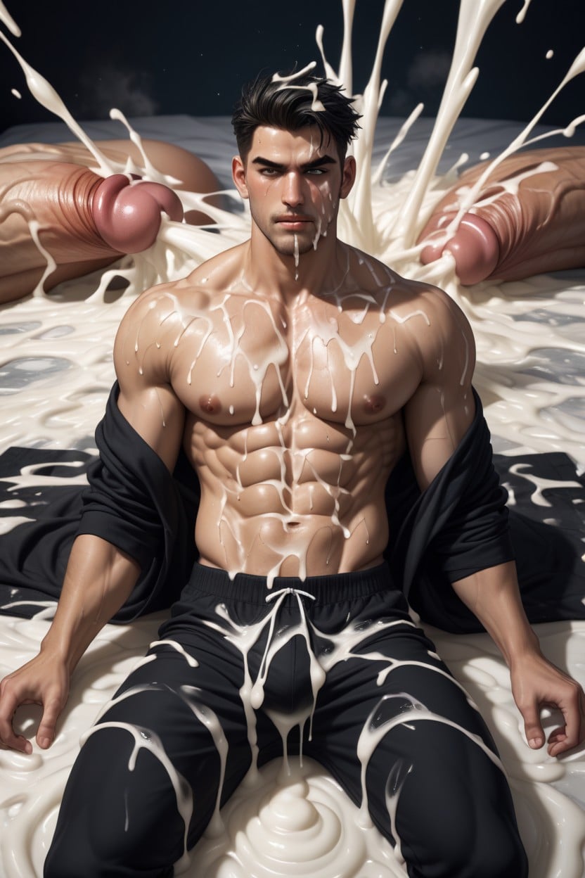 Hyper Cum Everywhere, Hyper Cum, Cum On Head And Hair AI Gay Porn