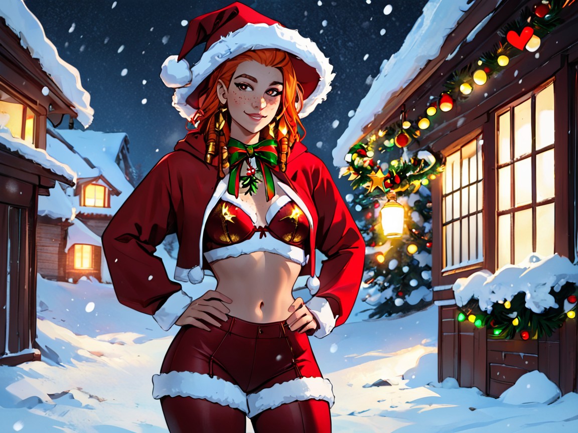 Christmas Decorations In Background, Christmas, Pretty Face Porno latina IA