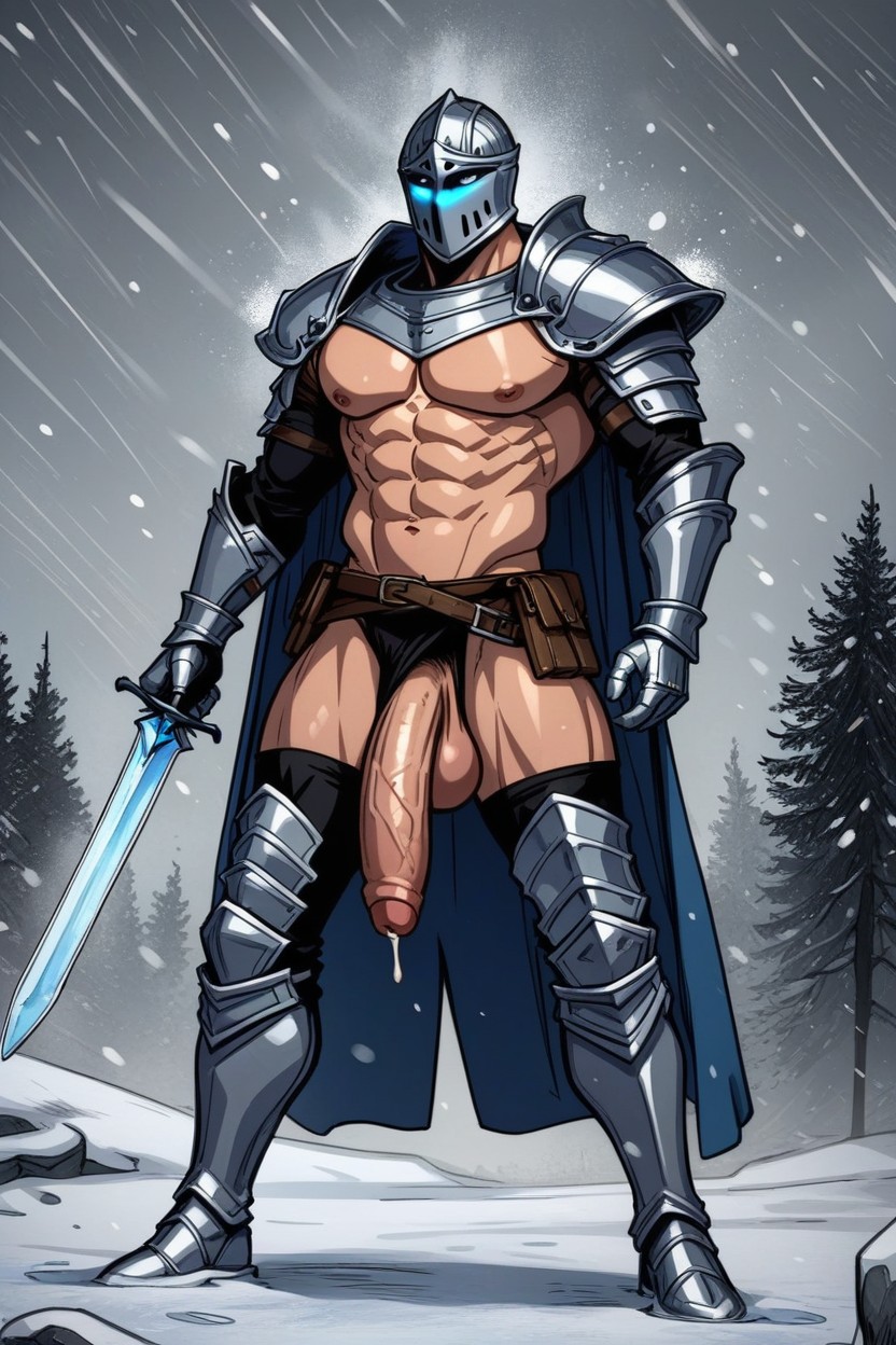 Precum Dripping, Wide Angle, Snow AI Gay Porn