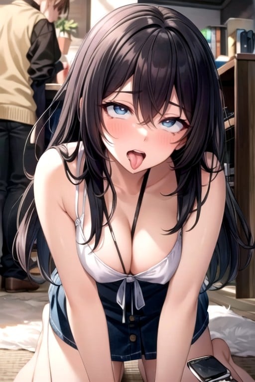 Blaue Augen, Ahegao, Schwarzes HaarHentai KI Porno