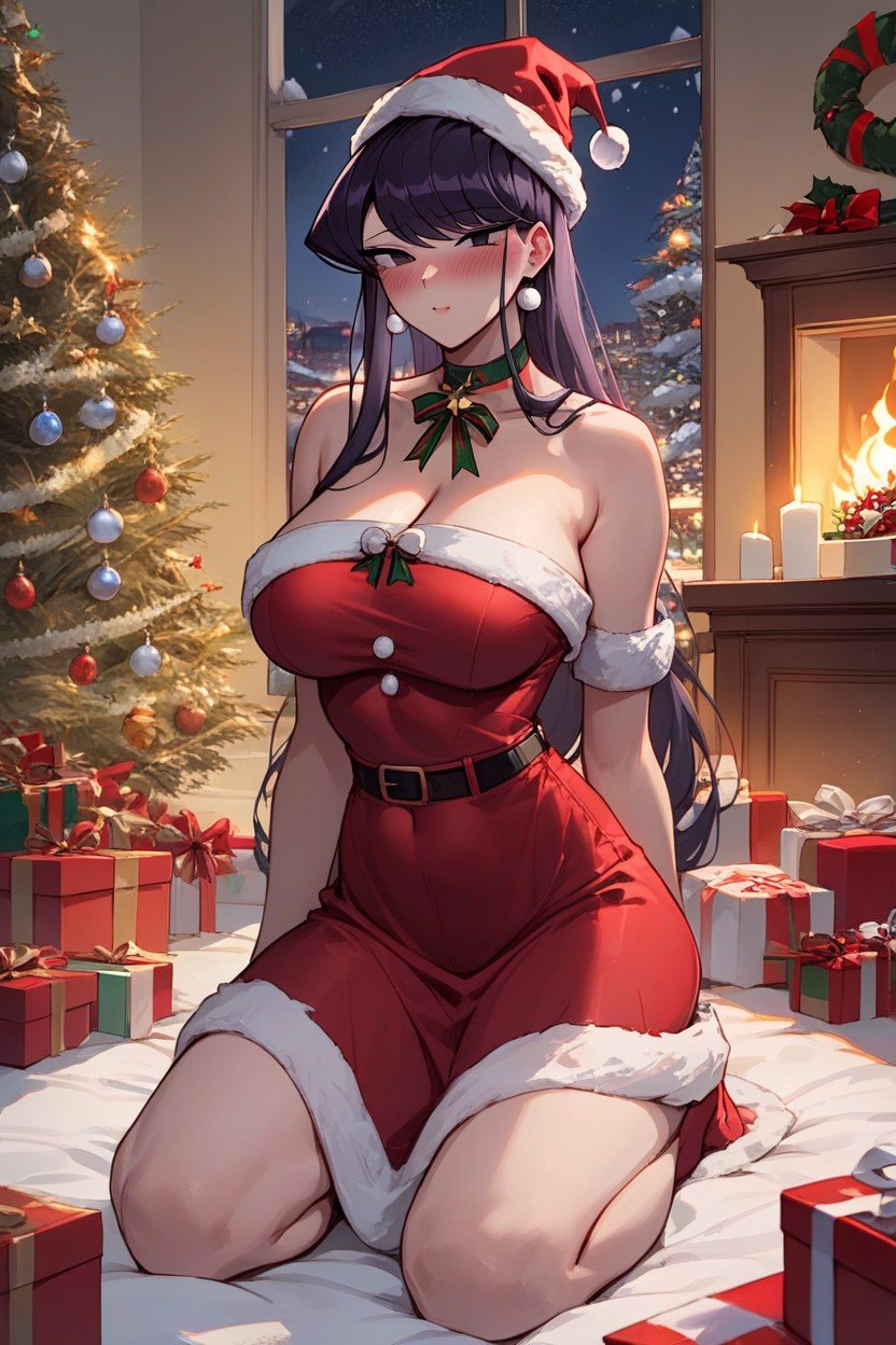 De Rodillas, Christmas Costume, Culo PequeñoHentai IA