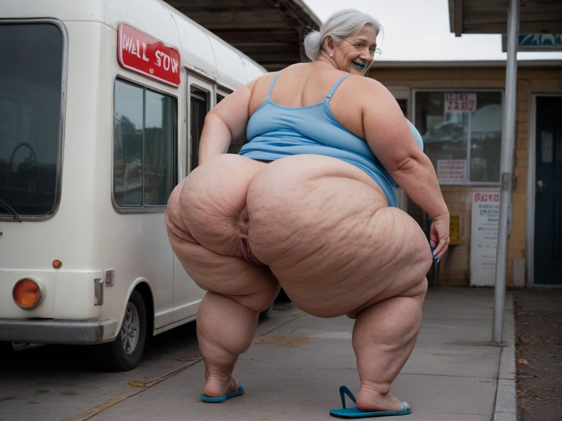 Obese, Wrinkled Body, Standing Travesti IA Pornô