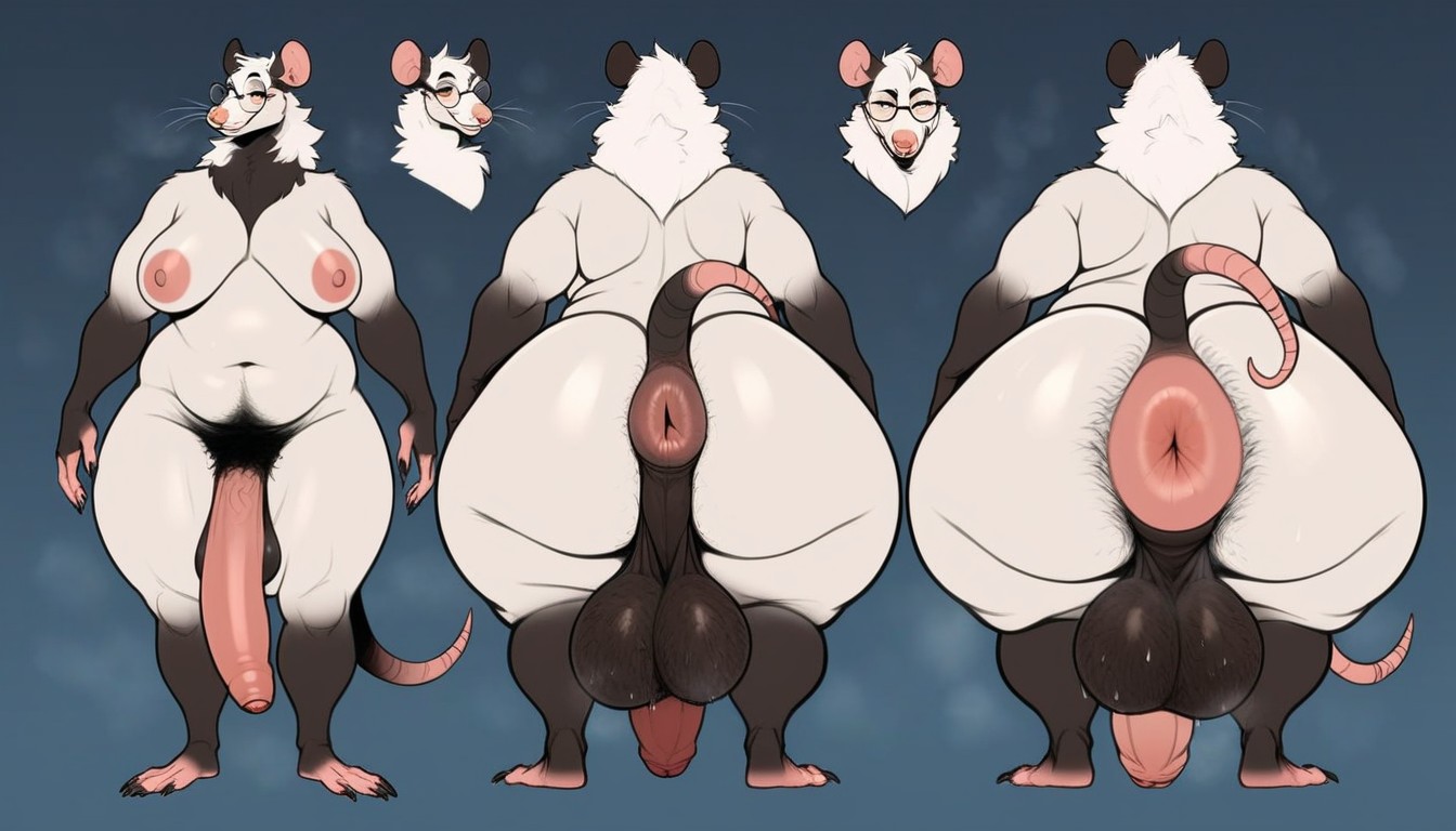 Front View, Hyper Penis, Chubby Furry AI Porn