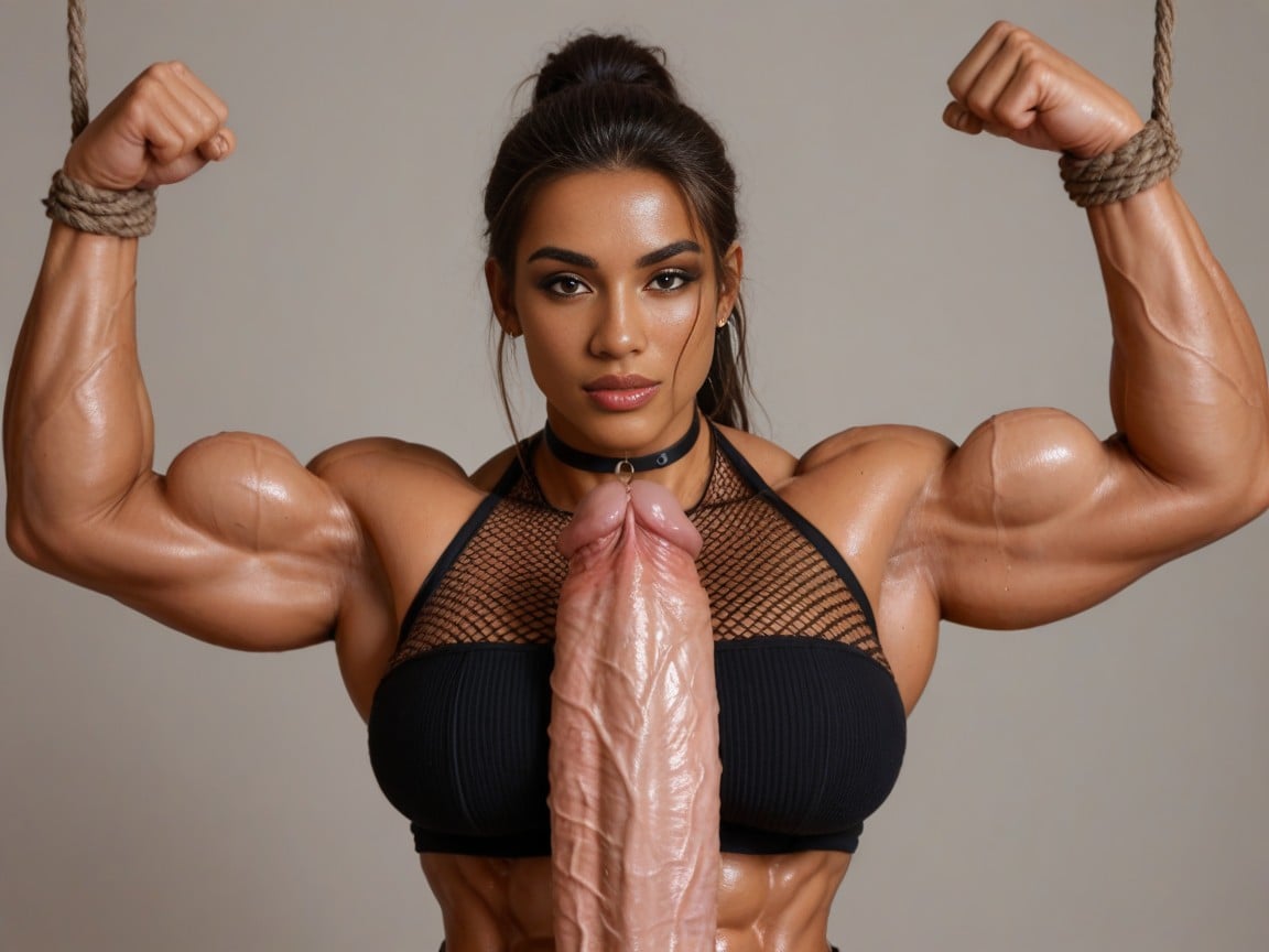 Female Flexing Arms, Hyper Cock, Veins Shemale AI Porn