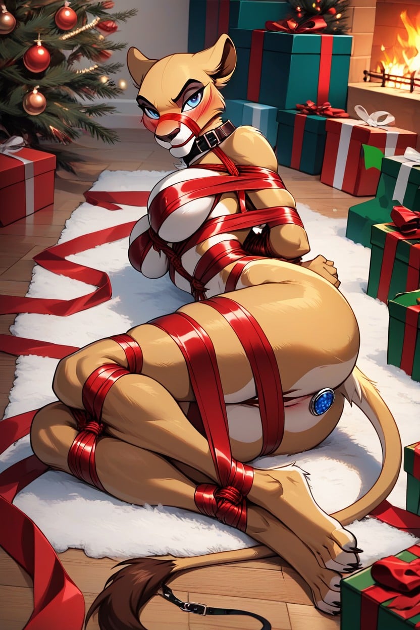 Shibari, Beautiful Face, Rounded Cheeks Furry AI Porn