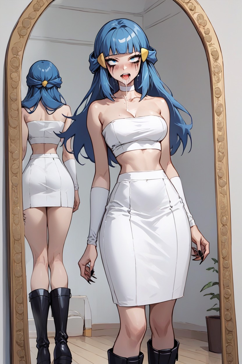 Black Boots, Pencil Waist, Light Blue Eyes Hentai AI Porn