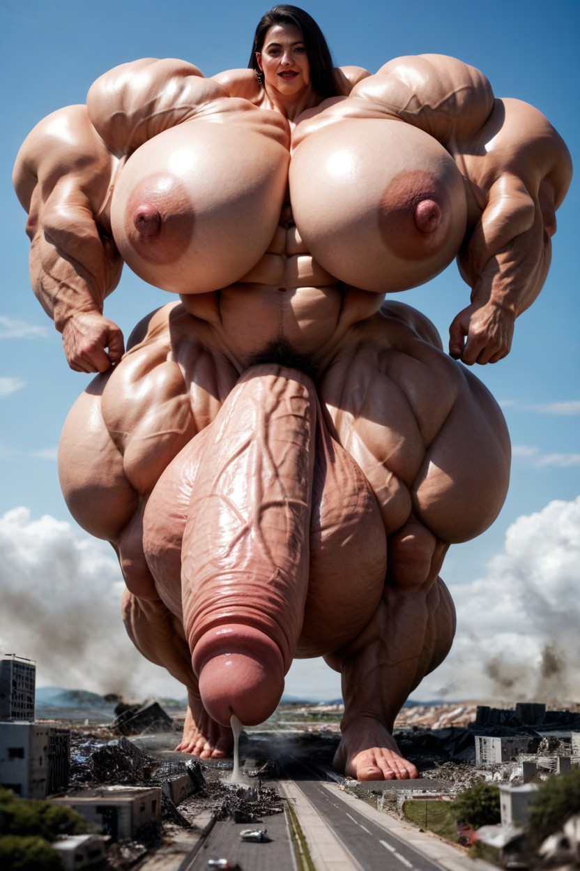 Massive Giantess, Hyper Gigantic Massive Testicles, Completely Naked Porno IA transsexuelle