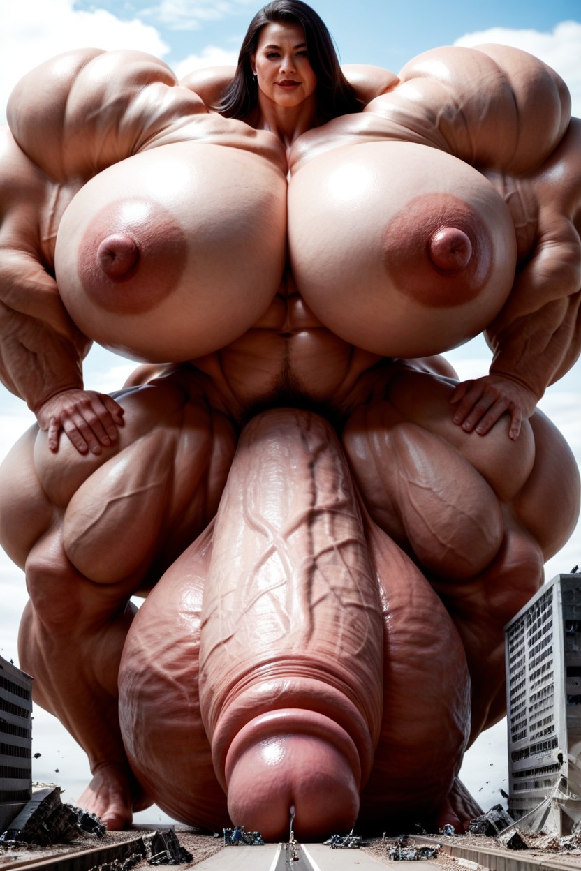 Corps Entier, Hyper Gigantic Massive Muscles, Hyper Gigantic Massive Testicles Porno IA transsexuelle