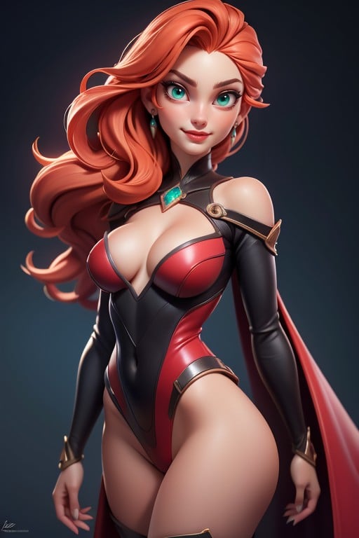 Latex, Standing, Elsa Frozen With Long Red Hair Furry AI Porn