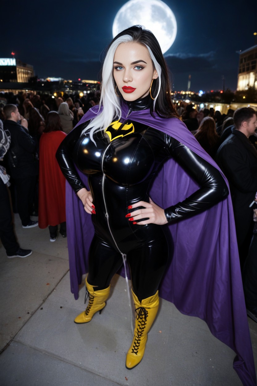 Hard Light, Looking At Viewer, Purple Latex Catsuit AI Porn