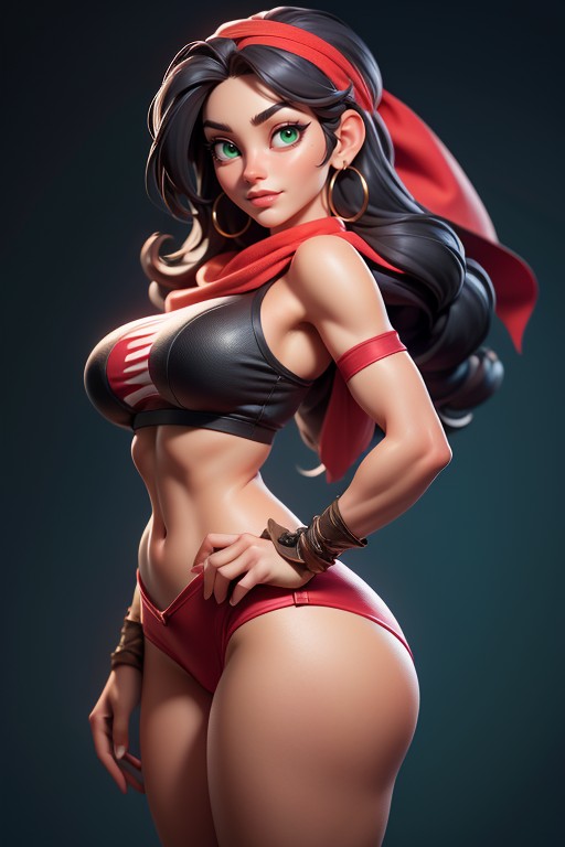 Curvy Hips, Tight Red Top With No Shoulders, 3d (cartoon) AI Porn