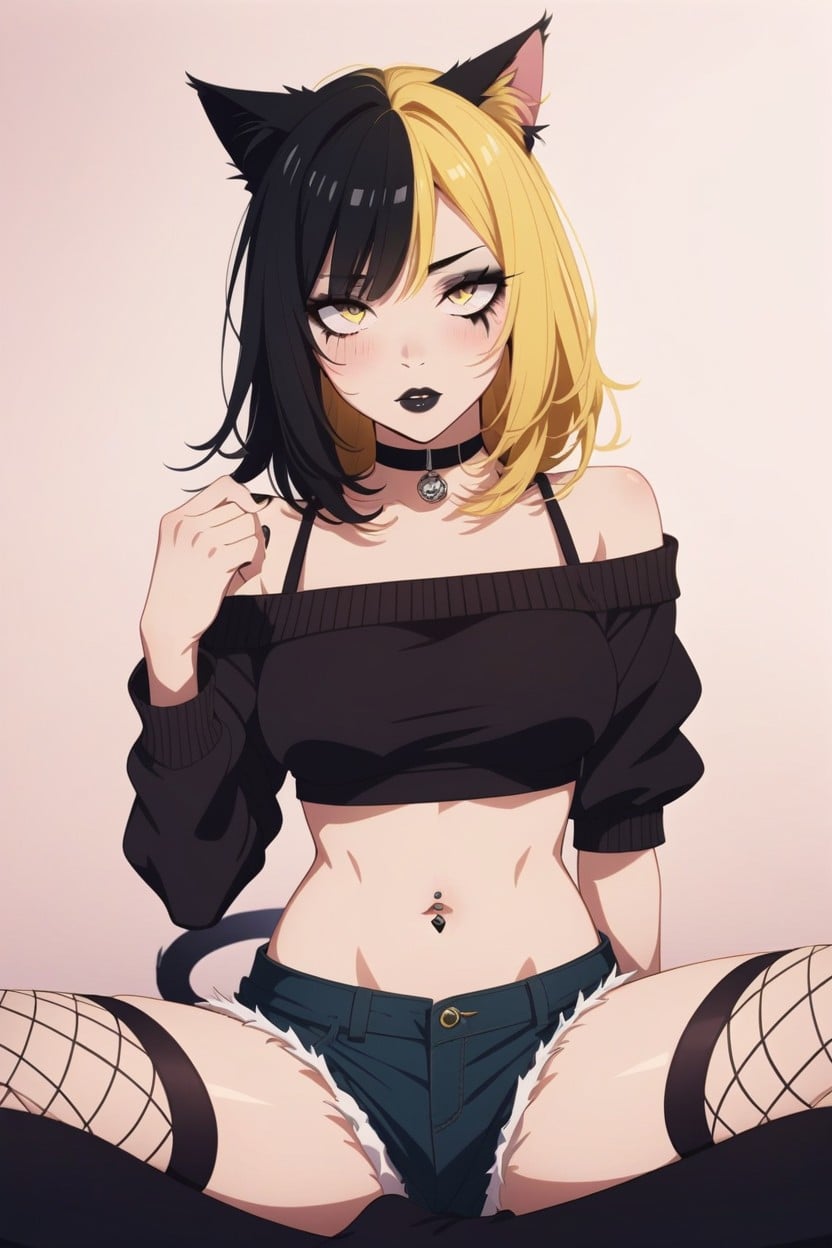 Goth Makeup, Medium Breast, Skinny Hentai AI Porn