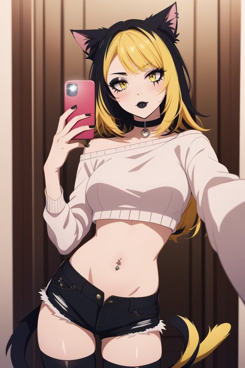 Black Ears, Black Lips, Black Shorts Hentai AI Porn
