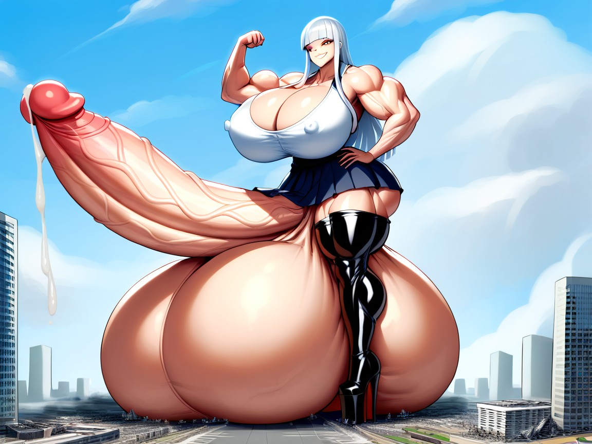 Hyper Gigantic Dick, City, Hyper Length Shemale AI Porn