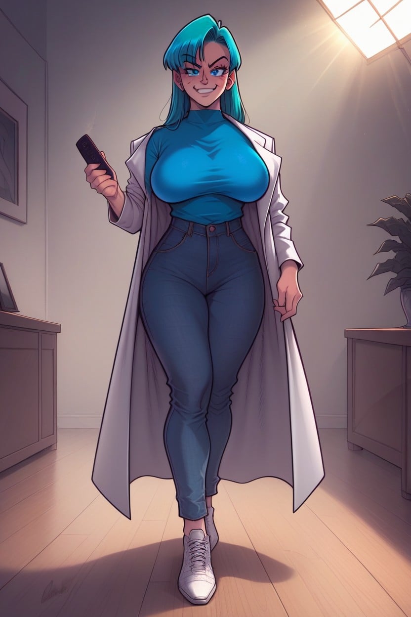 Noon, Natural Breast, Blue Shirt Hentai AI Porn