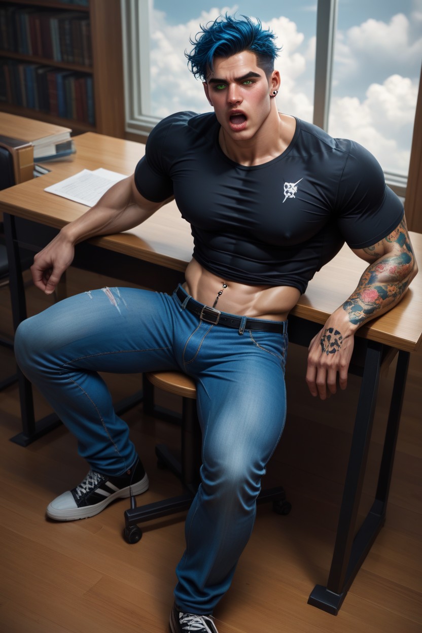 College Muscle Hunks, Perfect Skin, Exposed Pecs AI Gay Porn