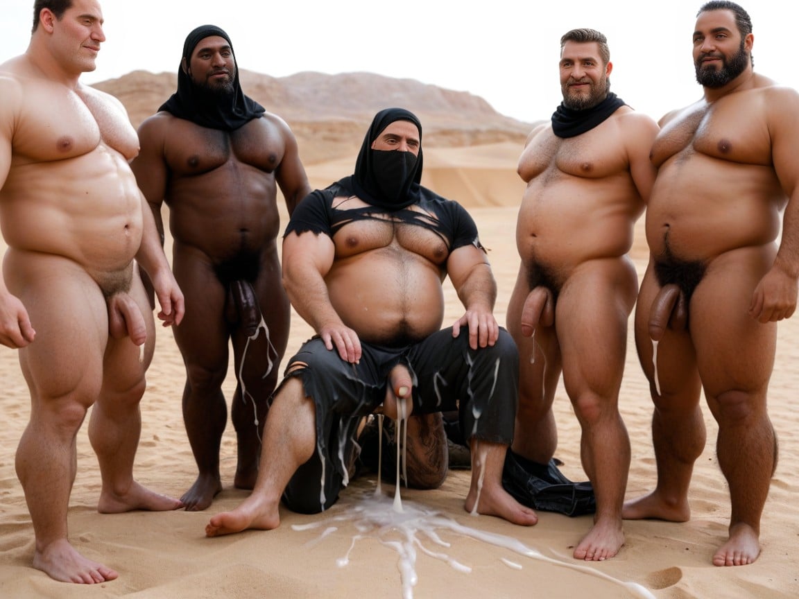 Lots Of Black Men Watching, Ripped Clothes , Black Hijab AI Gay Porn
