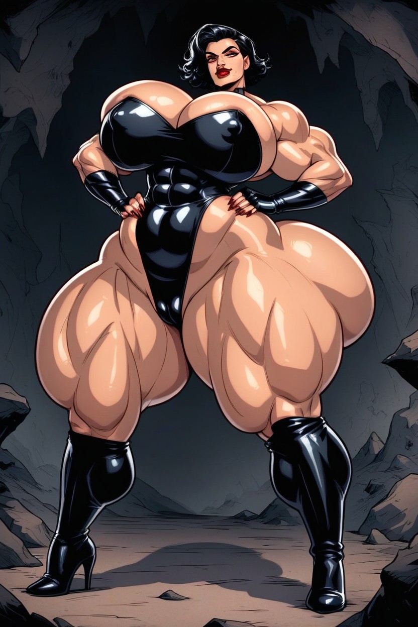 Fat Cameltoe, Black Hair, High Gloves AI Porn