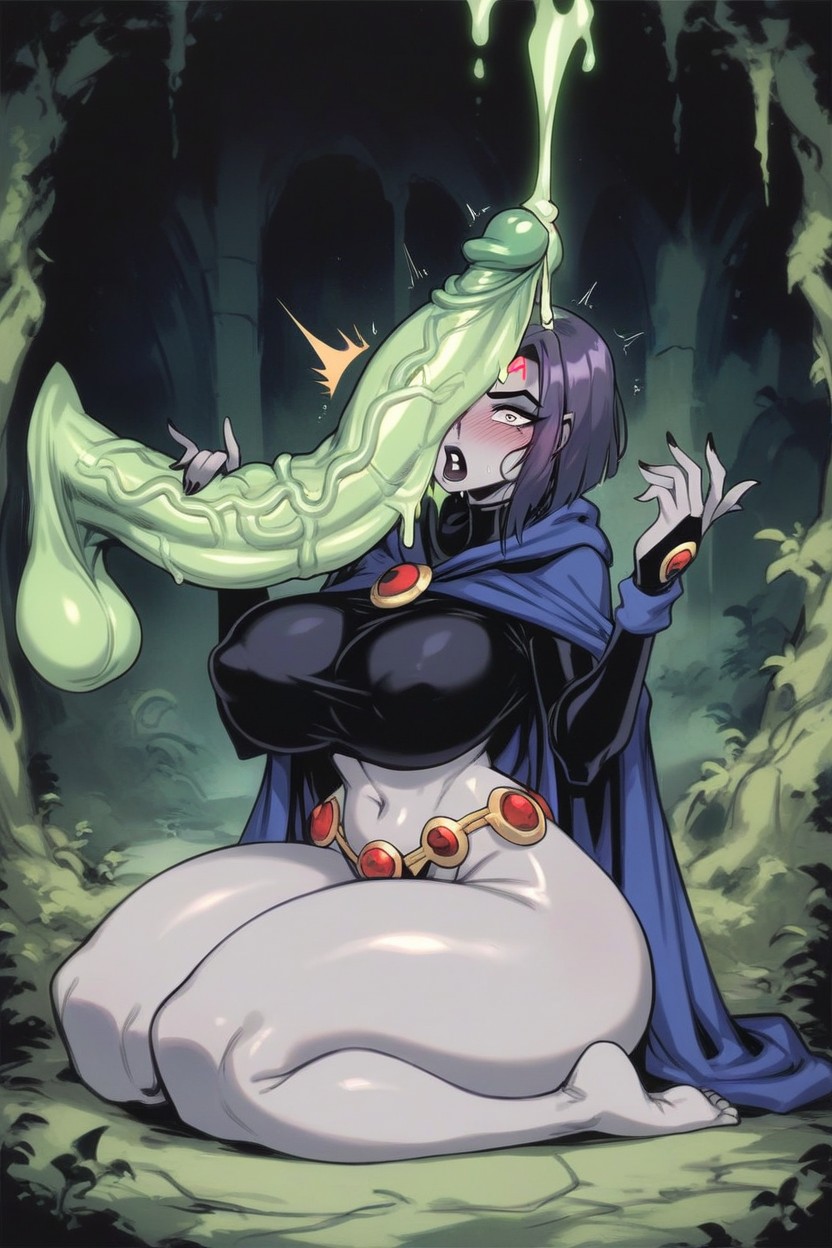 Correction Poses, Dark Cave, Monster Huge Green Cock Hentai AI Porn
