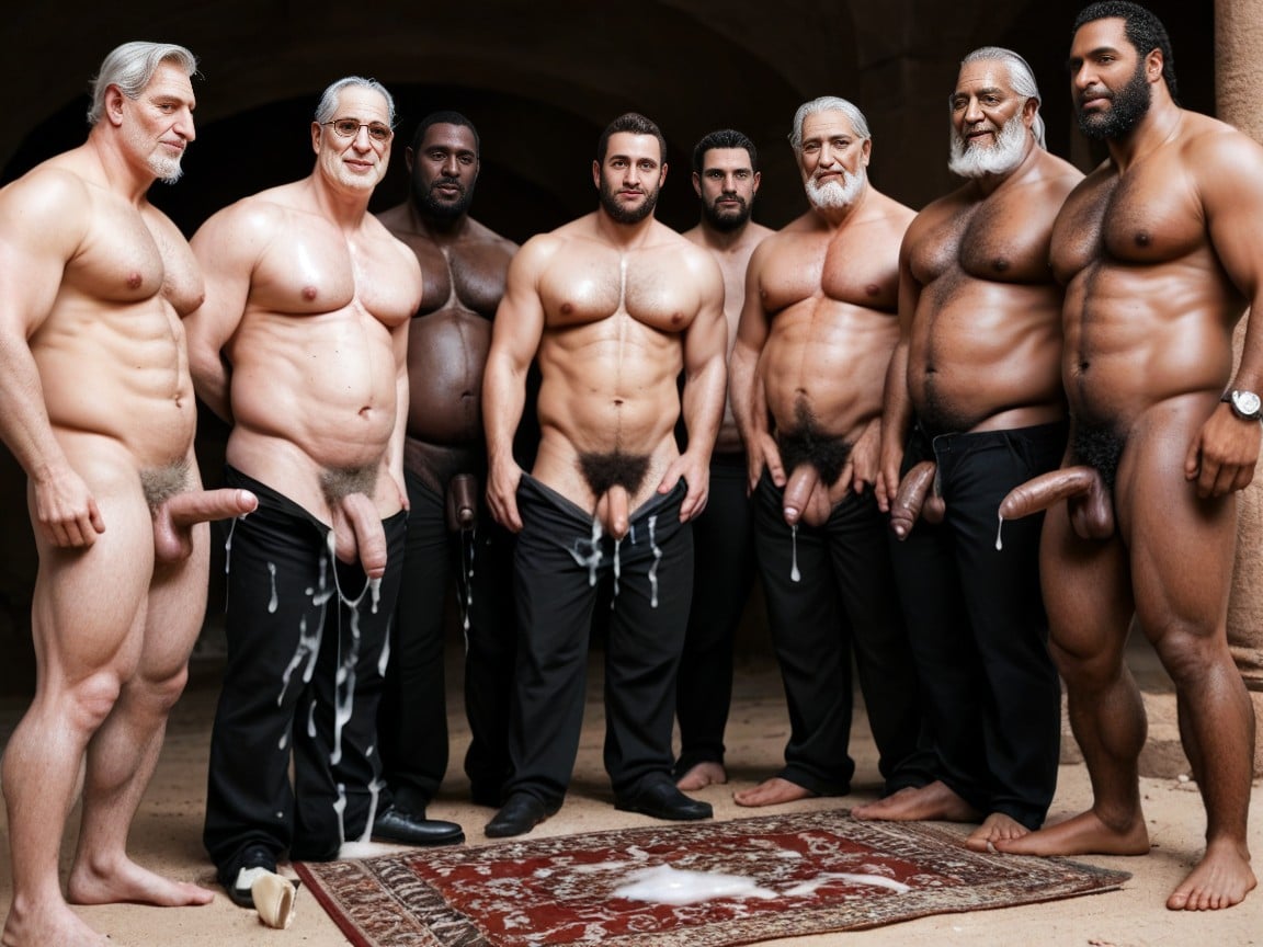 Pants Down, Hairy Chest, Cum Everywhere AI Gay Porn