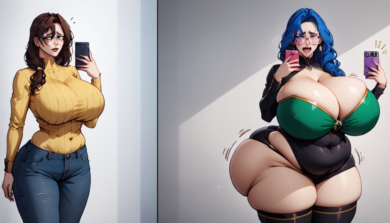 Unreal Sized Ultra Mega Gargantuan Mega Huge Mega Fat Sized Breasts, Multiple Views, Insanely Extremely Gargantuan Mega Fat Breasts Hentai AI Porn