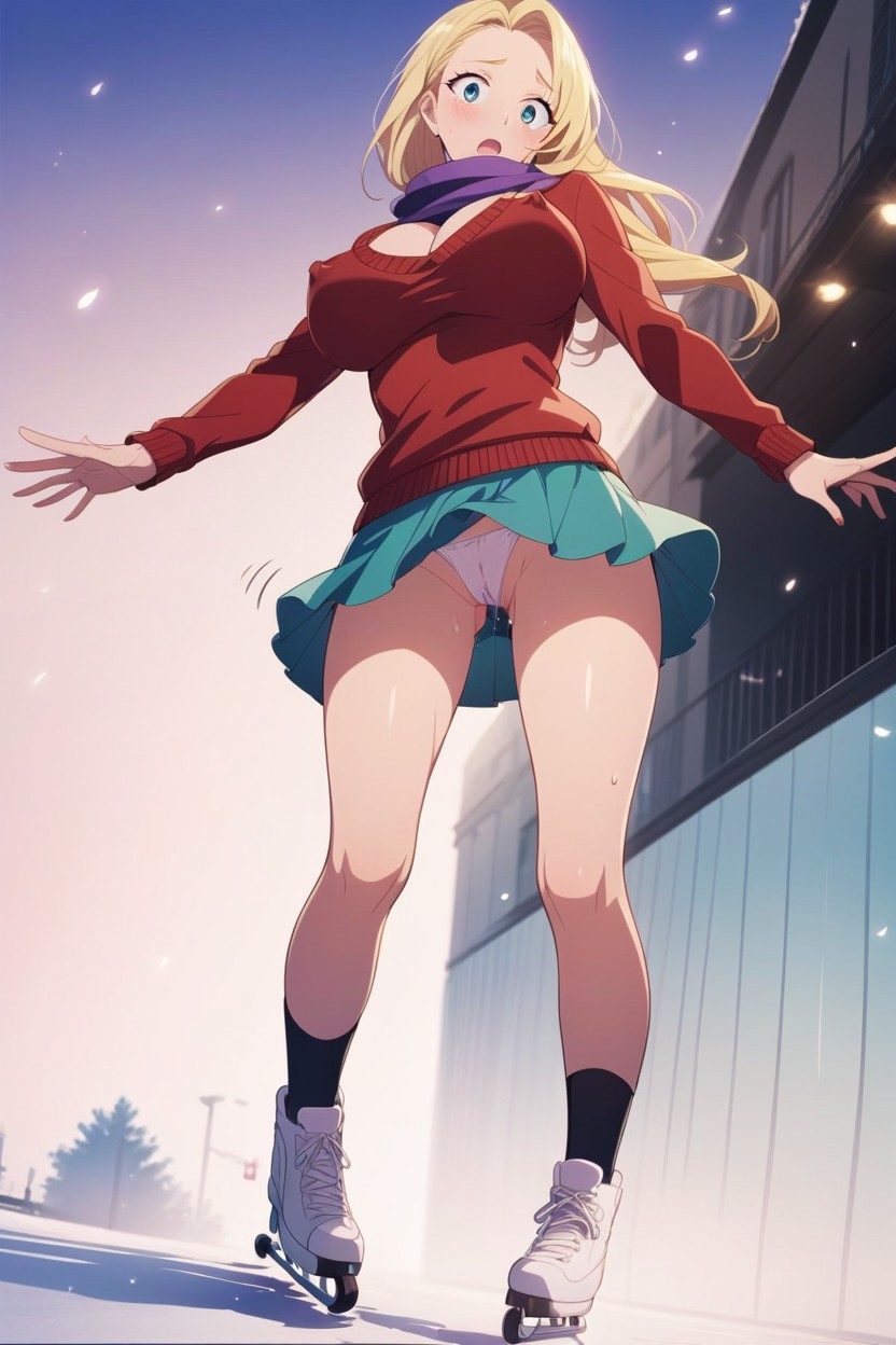 Sleeping Dick Stretching Skirt, Scarf, Worried Hentai AI Porn