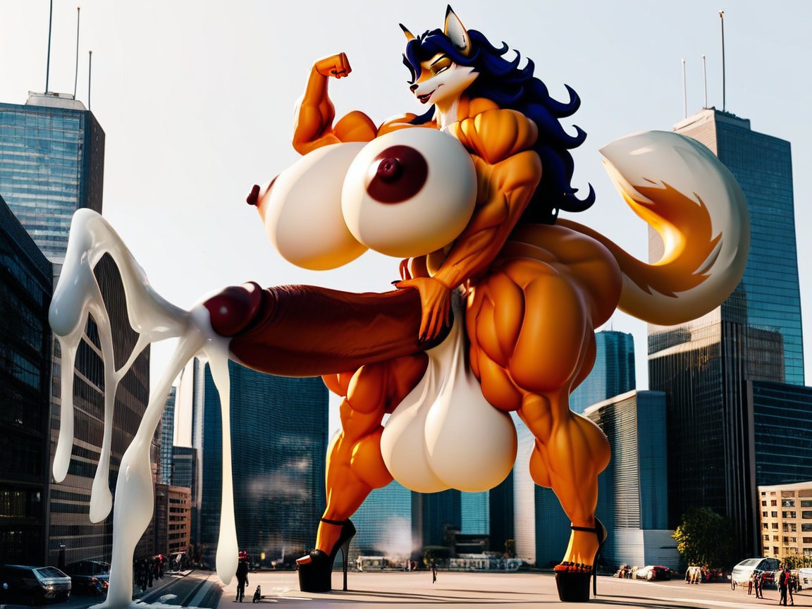 Face Detailed, City, Futa Domination Furry AI Porn