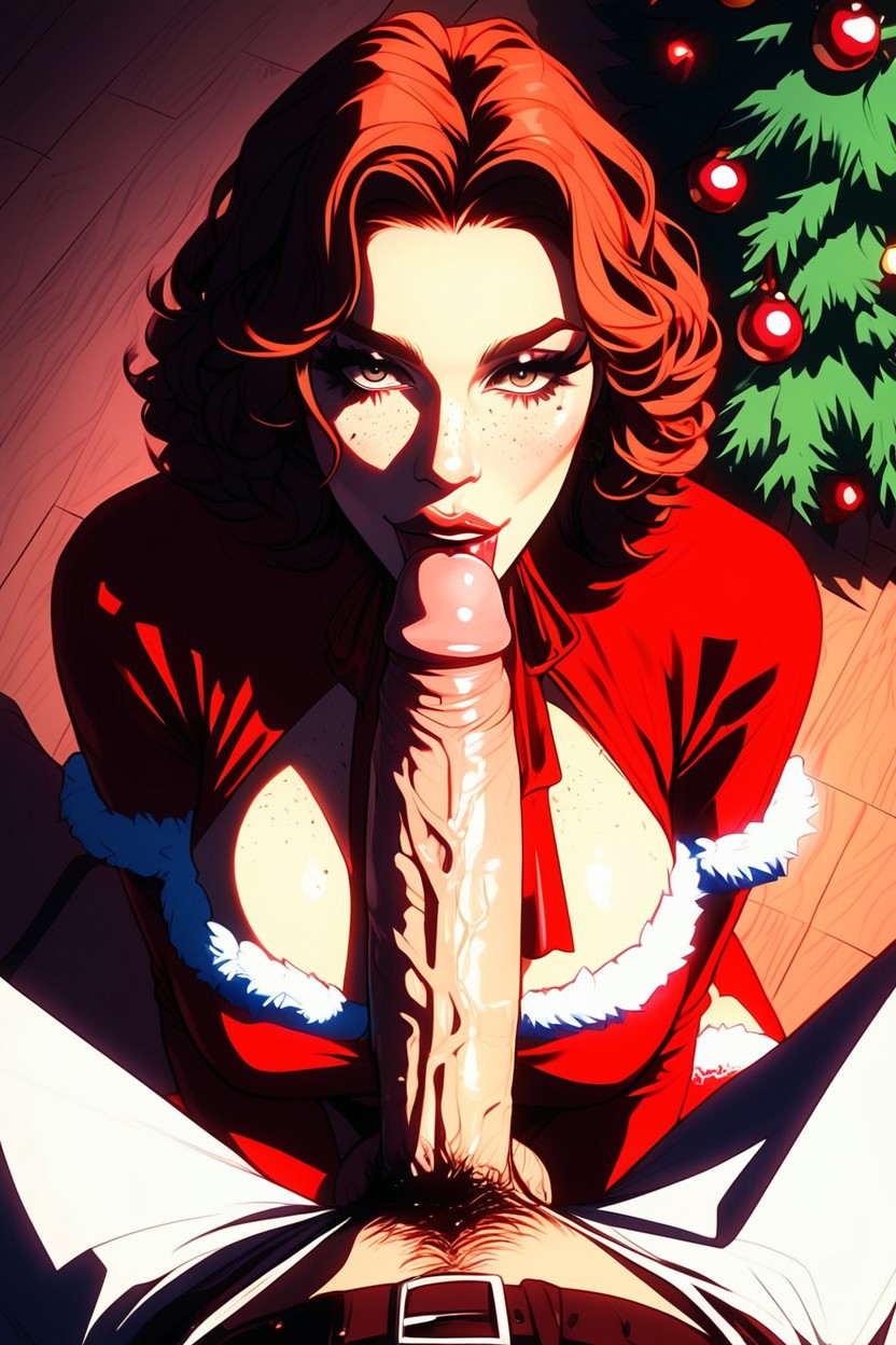 Blush, Full Body, Santa Claus Sexy Suit Hentai AI Porn
