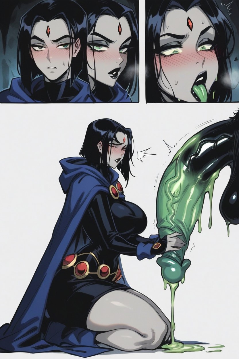 Green Cum On Face, Hight Detail, Green Precum Hentai AI Porn