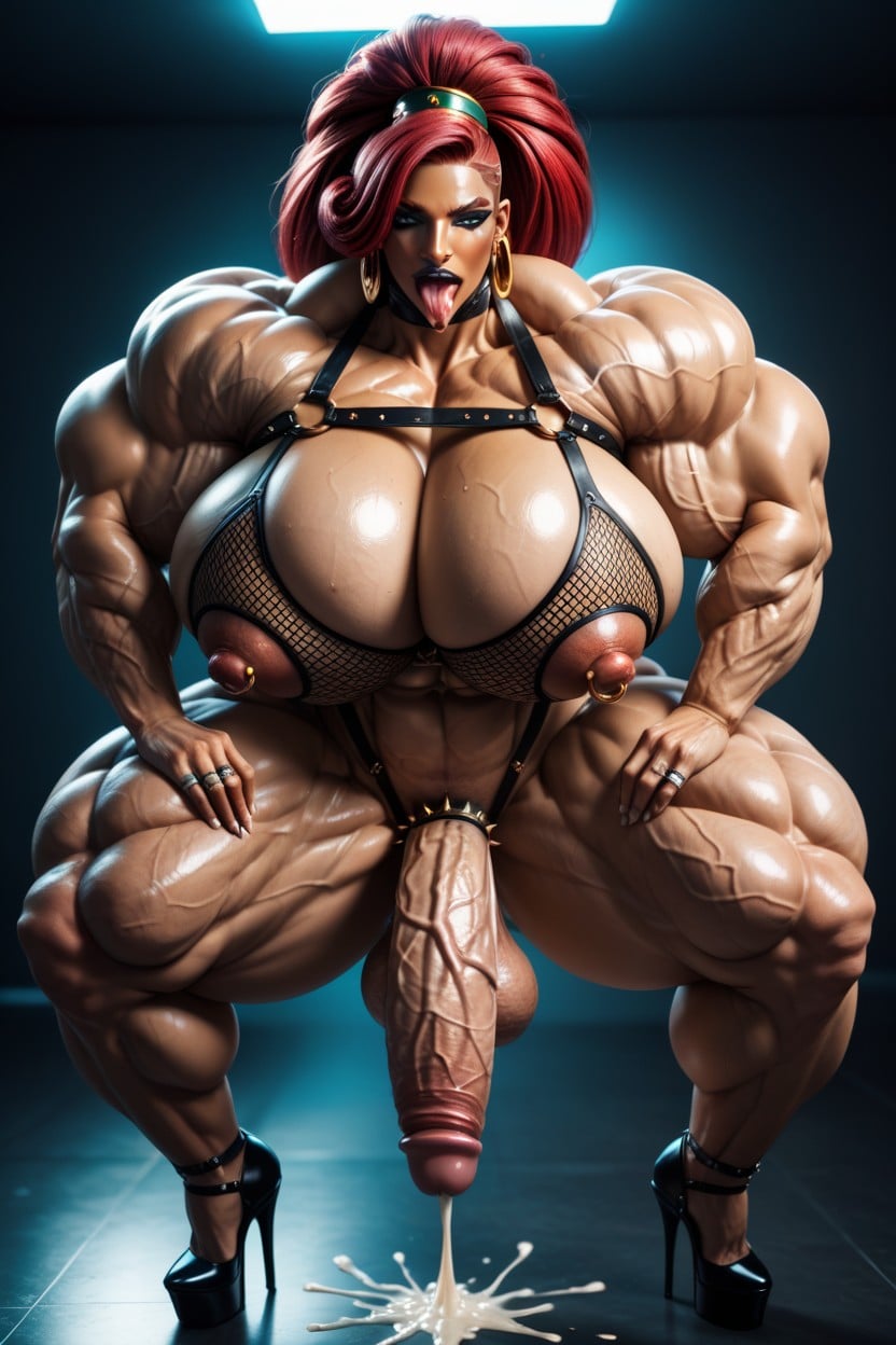 Fishnet Top, Veiny Abs, Large Ass Shemale AI Porn