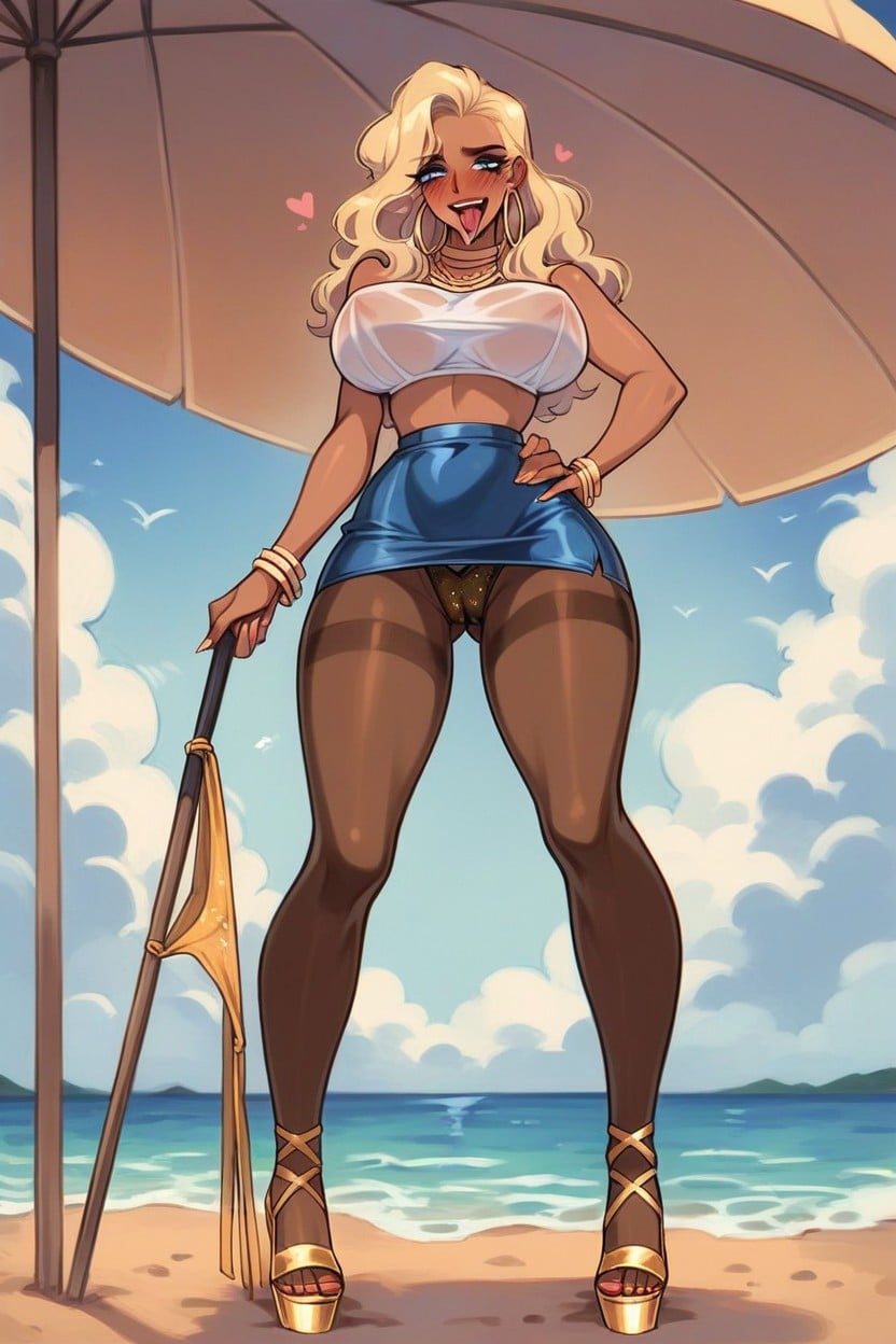 Blonde Hair, Blue Eyes, Full Body Hentai AI Porn