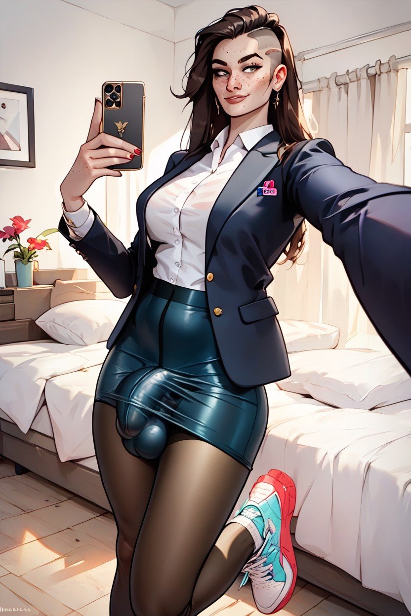 Blazer, Pantyhose Bulge, Skirt쉬메일 AI 포르노