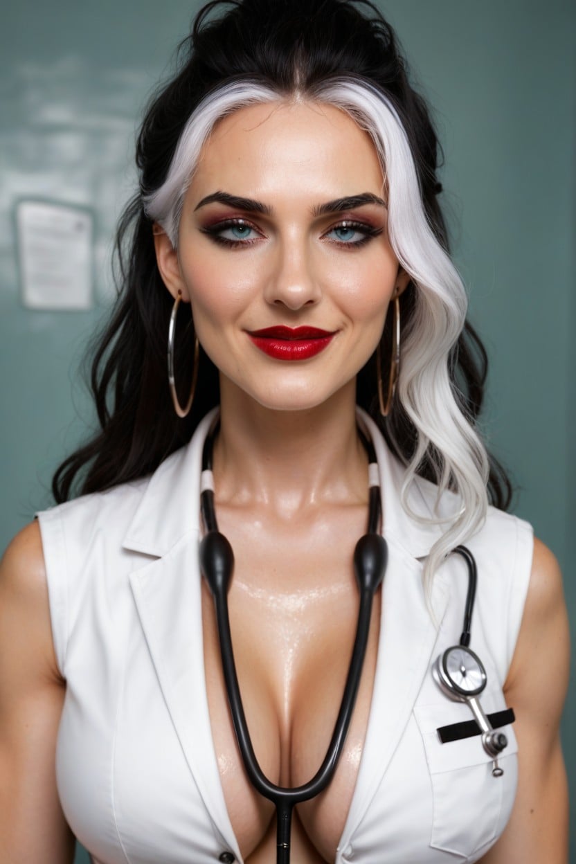 Doctor, Small, Extremely Long Slicked Hair Shemale AI Porn