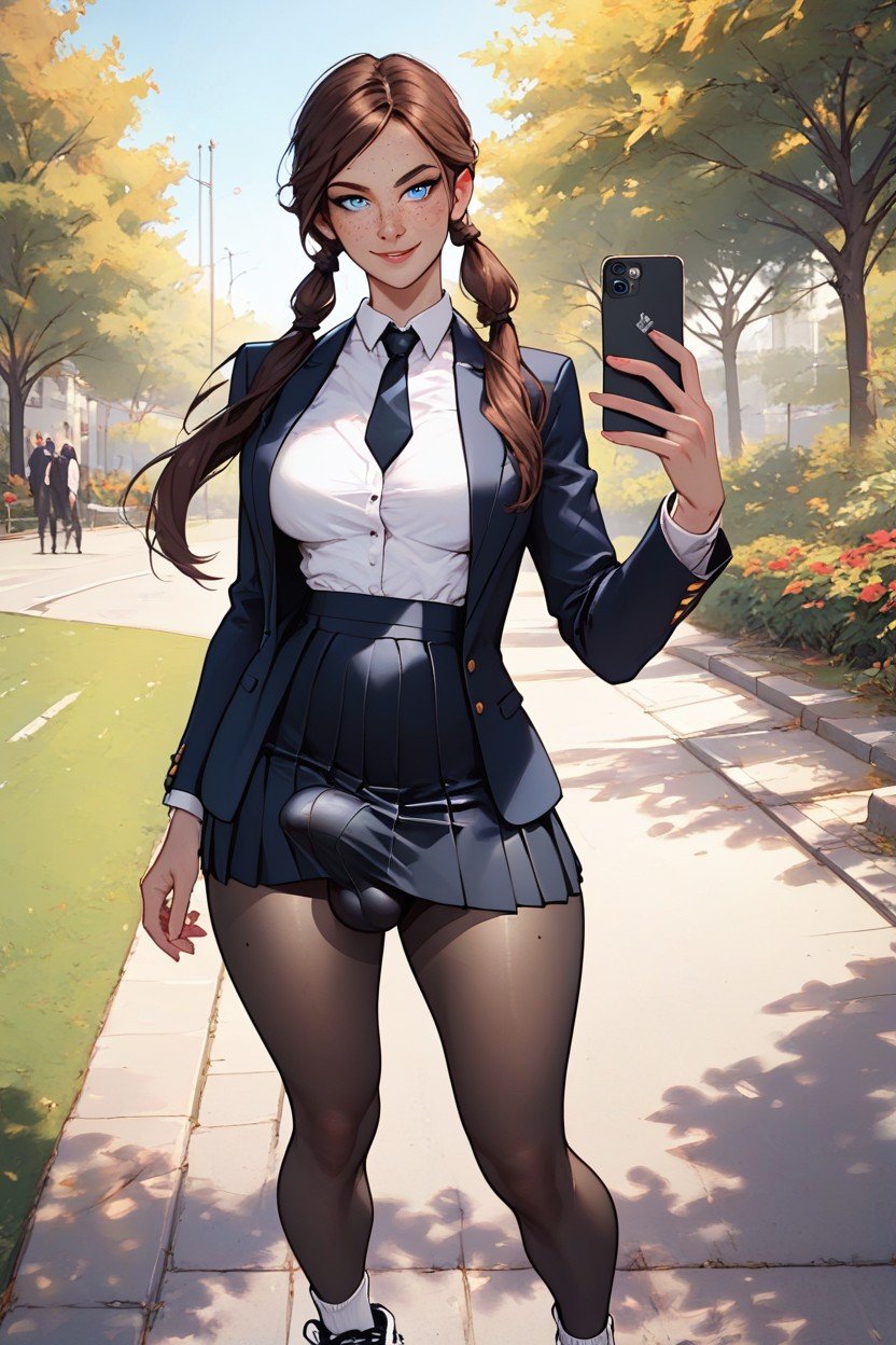 Park, Brunette, SelfieニューハーフAIポルノ