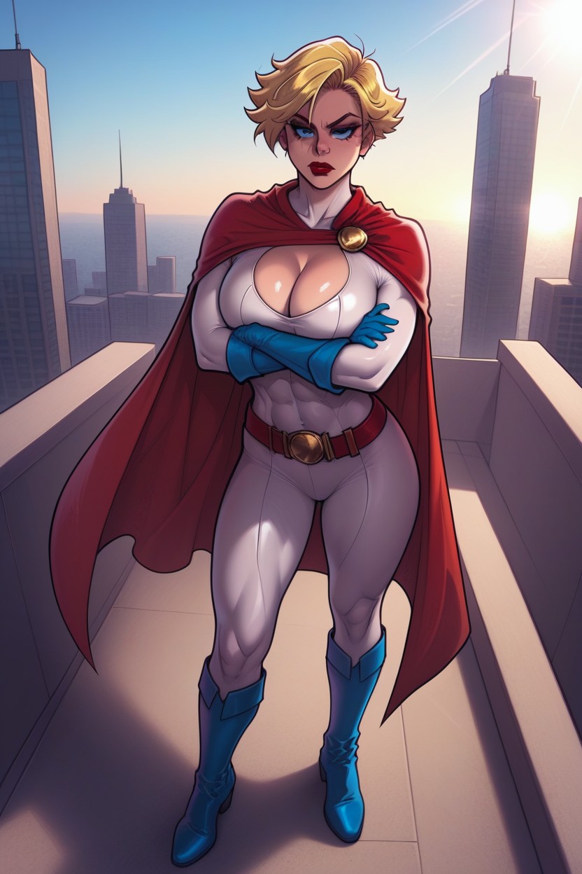 Fit, Blue Gloves, Powergirl In Costume Hentai AI Porn