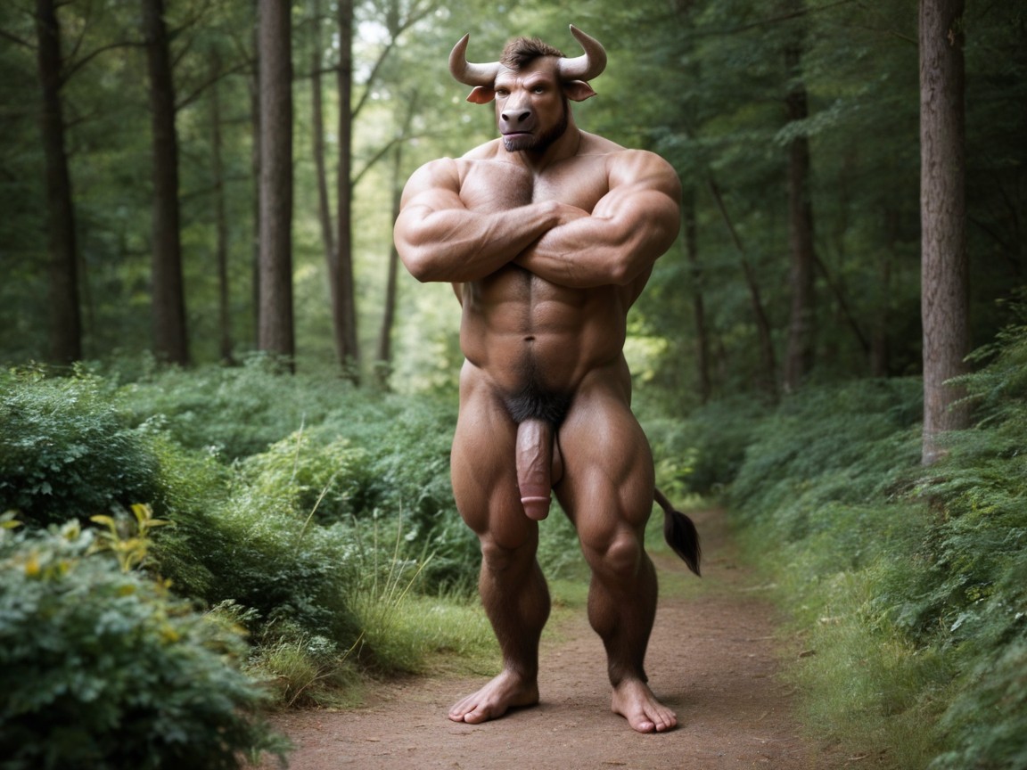 Standing, Mythical Monster, Full Body Of Minotaur Visible To Viewer AI Gay Porn