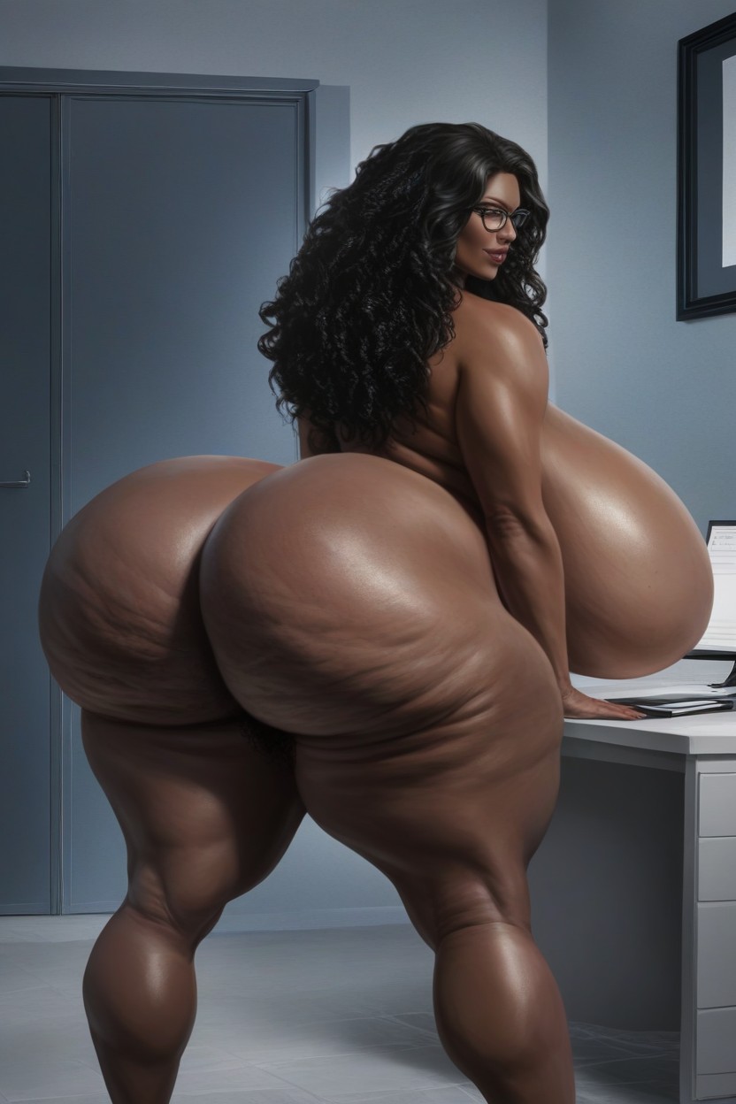 Extremely Big Round Ass, 巻き毛, Gigantic Thighs AIポルノ