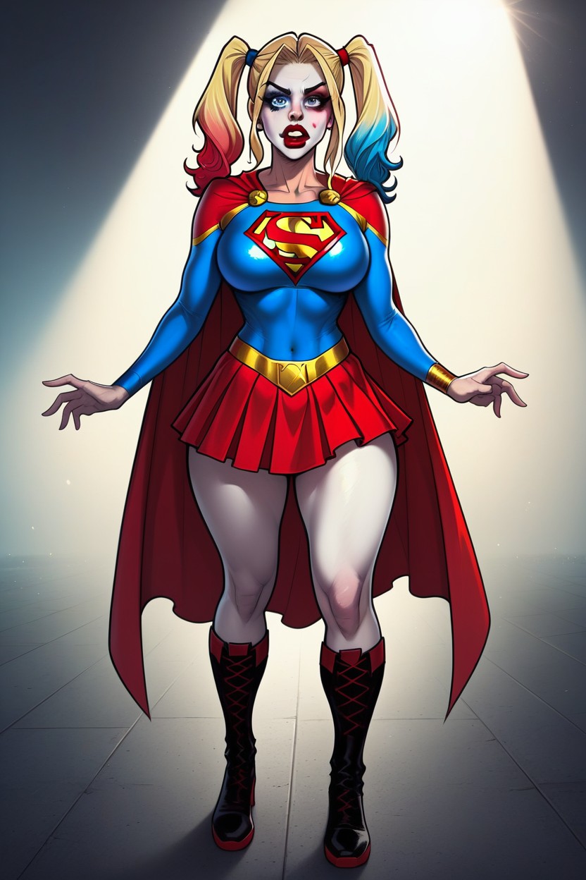 Blue Eyes, Supergirl Skirt, Modern City Hentai AI Porn