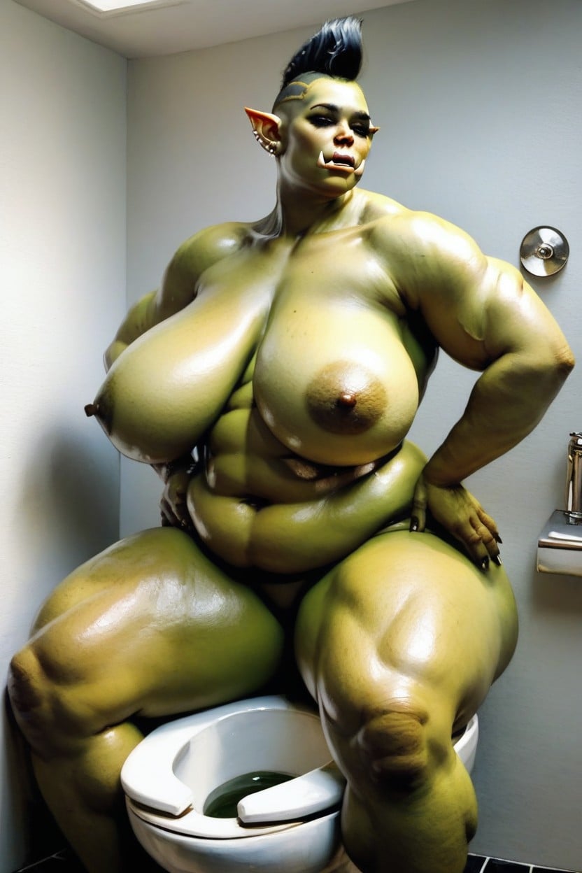 Naked, Sweaty, Black Hair AI Porn