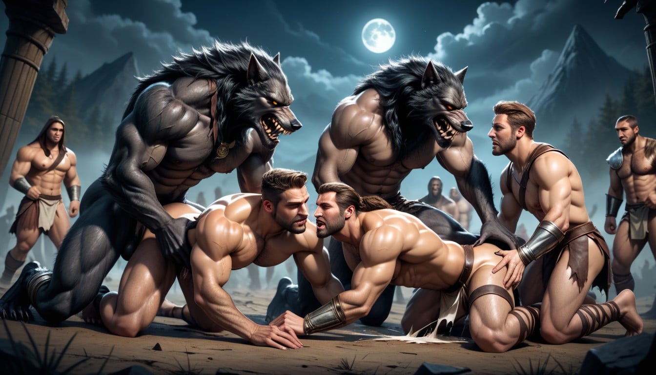 Werewolf Male Harem, 음모, The Werewolf Is Doggy Style Fucking A Gladiator 게이 AI 포르노