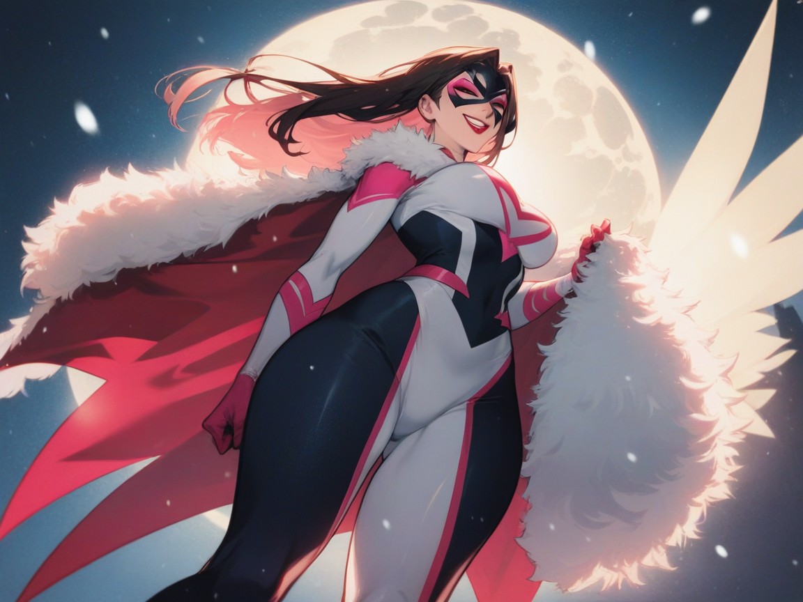 Tight Large Ass, Wearing Pink Superhero Clothes, Thick Thighs Hentai AI Porn