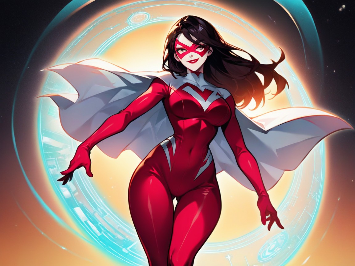 Wearing Pink Superhero Clothes, Round Ass Depth, Red Lipstick Hentai AI Porn