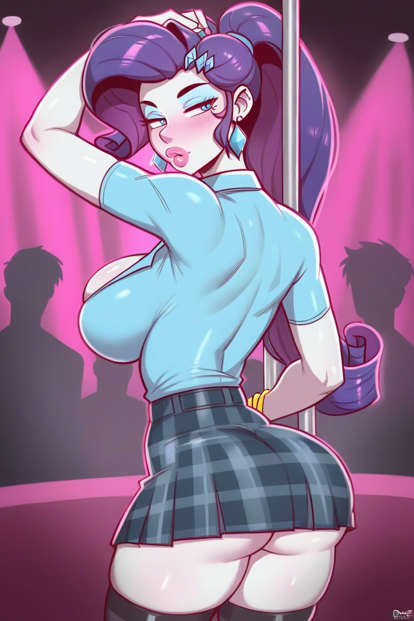 Microskirt, Checkered Skirt, Bimbo Lips Hentai AI Porn